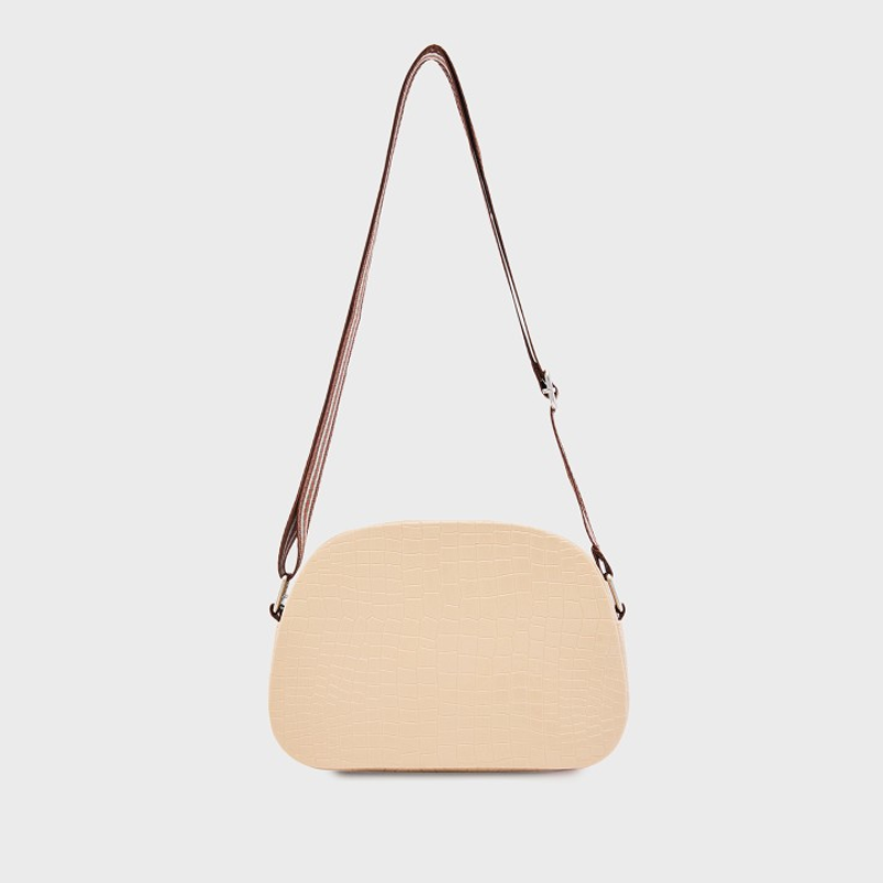 Croc Textured Sling Bag With Pouch